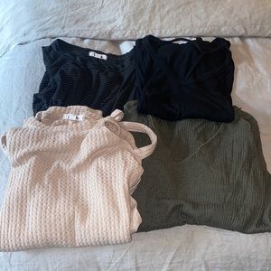 Bundle of 4 LNA long sleeve cutout sweaters.